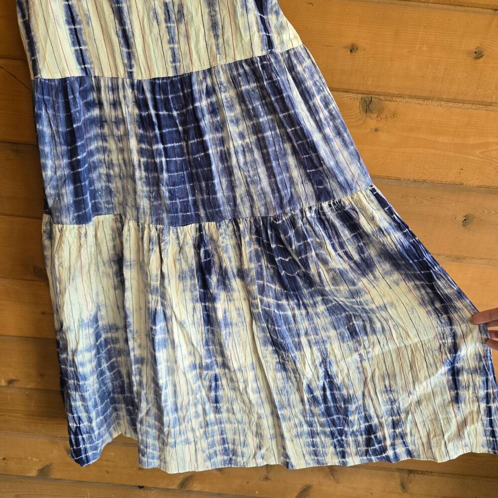Angie Dress Midi Tie Dye Bow Tie Back Tank Top Tiered Boho Summer Ring Coastal - Picture 5 of 7